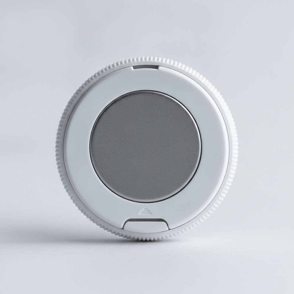 Dos du bouton connecté avec son aimant circulaire et la trappe de pile
